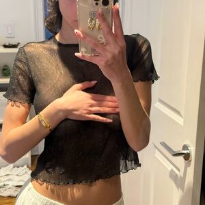 Brandy Melville Black Glitter Crop Top